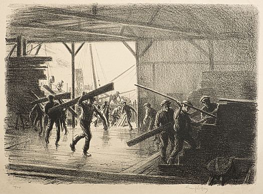 Unloading Norwegian Timber, C1919