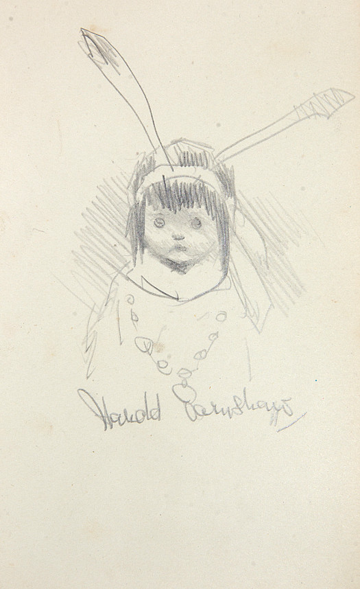 Young girl in dressed up as a squaw