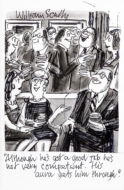 Although he's got a good job he's not very competent. His aura gets him through