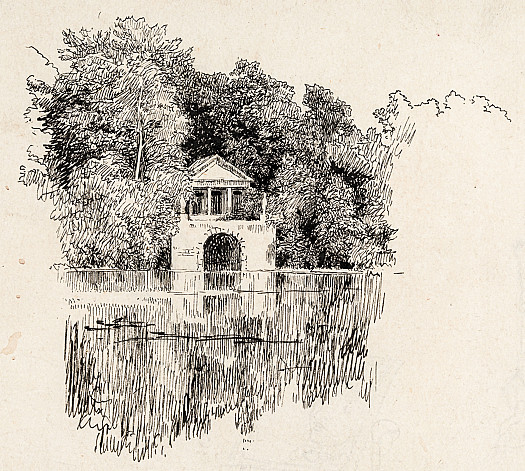 Stone arch at the water's edge