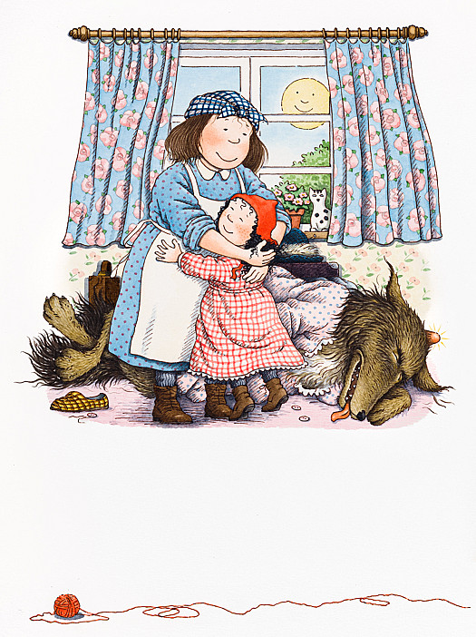 Little Red Riding Hood Ran to Her Mother Who Hugged Her Tight.