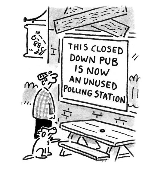 This closed down pub is now an unused polling station