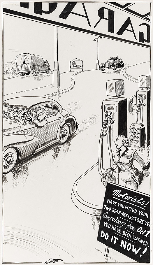 George! I Insist You Stop At Once and Get Those Wretched Rear-Reflectors Fitted. I'm Sure That Police Car Is Following Us About... Waiting to Pounce!
