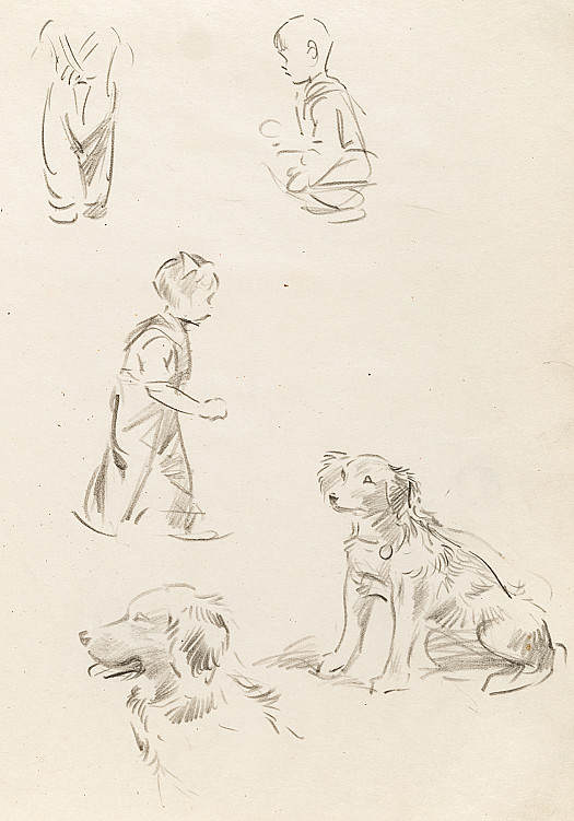 Children and a Spaniel
