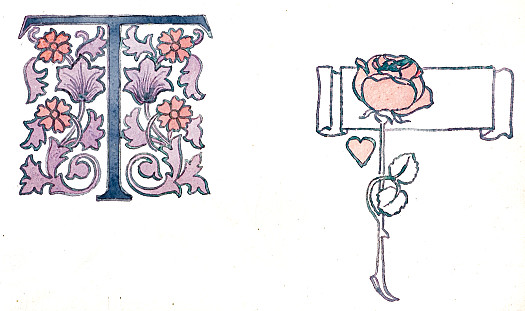 Rose Design and Initial Letter T
