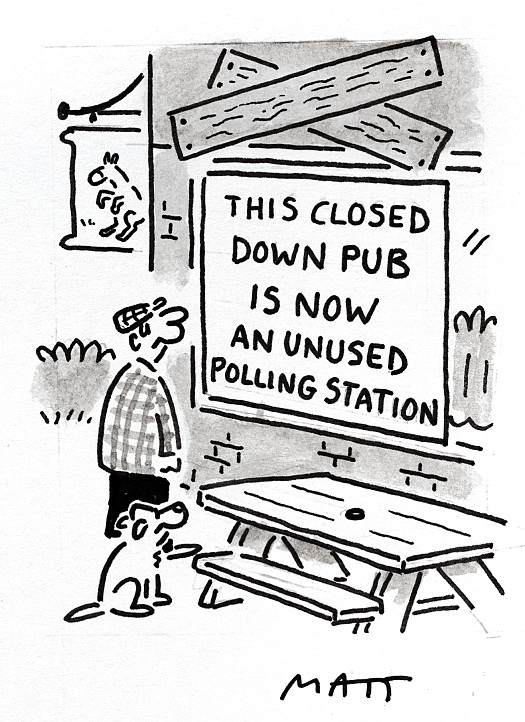 This closed down pub is now an unused polling station