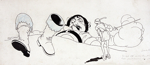 He cut off both the giant's legs just below the garter