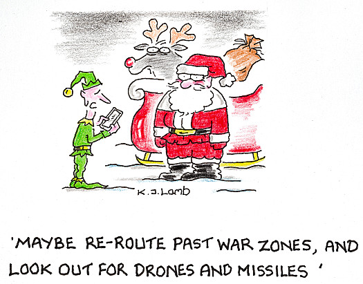 Maybe re-route past war-zones, and look out for drones and missiles