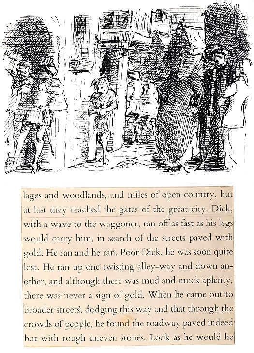 Dick with a wave to the waggoner, ran off as fast as his legs would carry him, in search of the streets paved with gold