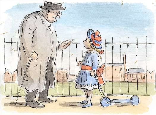 Feeling rather brave she went up to him and said, 'Please, sir, are you Mr Grimes? I am Lucy Brown.'