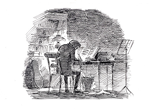 Elgar. The piles of music paper grew in his room