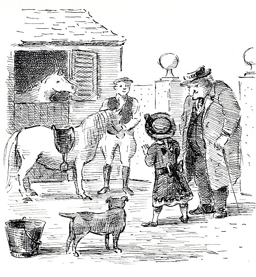 In the stable was a beautiful white pony which had been bought for Lucy to ride