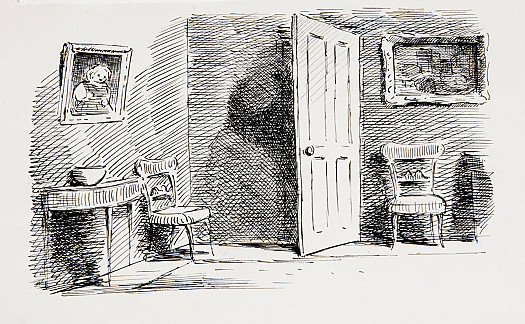 During one of these quiet moments, when they were all listening, the door slowly opened