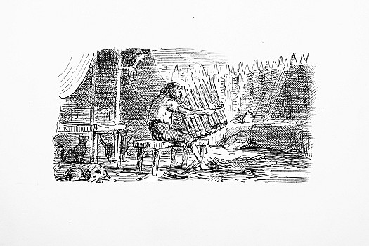 Crusoe makes a cage for his parrot, Poll