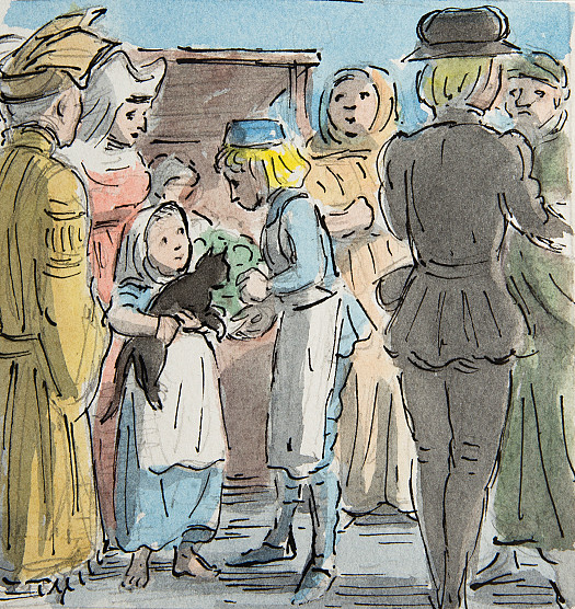 He met a girl carrying a cat in her arms