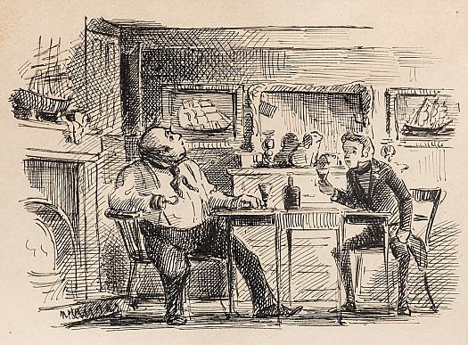 'Wal'r my boy,' replied the Captain, 'in the Proverbs of Solomon you will find the following words, "May we never want a friend in need, nor a bottle to give him!" When found, make a note of.'Captain Cuttle - Dombey &amp; Son by Charles Dickens