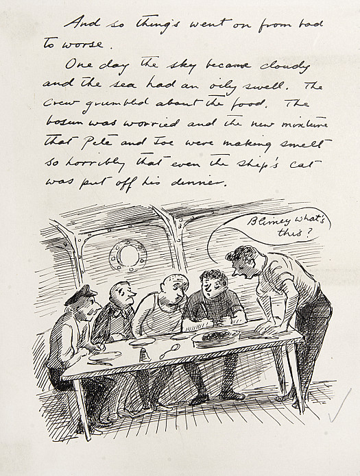 The crew grumbled about the food