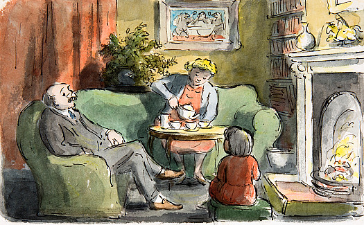 One winter evening Mr Effingham-Jones with his wife and daughter were in the sitting-rooom of their house