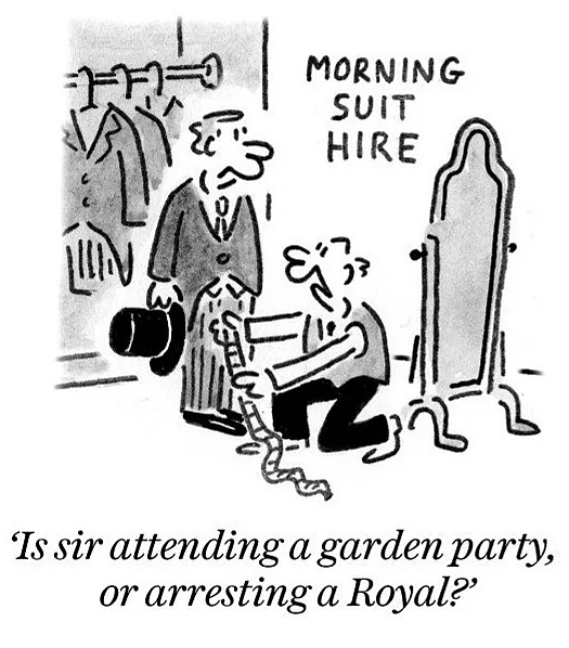Is sir attending a garden party, or arresting a Royal?