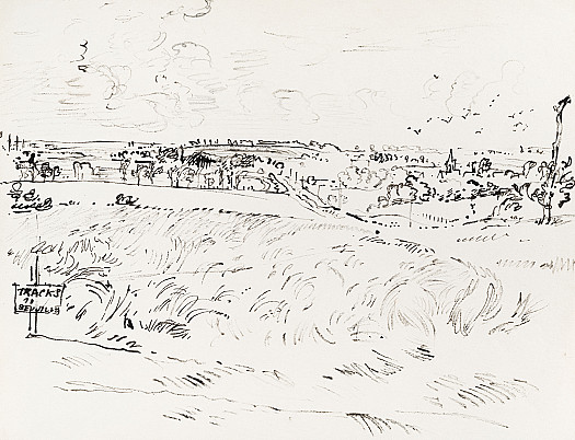 'Tracks to Beuville', near CaenEnemy position on ridge to right