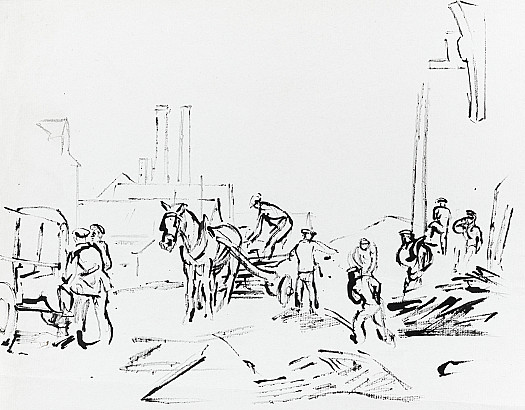 French Civilians Loading Timber, Dieppe