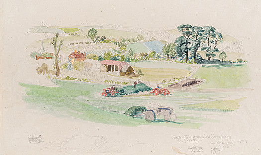 Collecting Grass for Silage Heaps, Early Method, near Eynsford