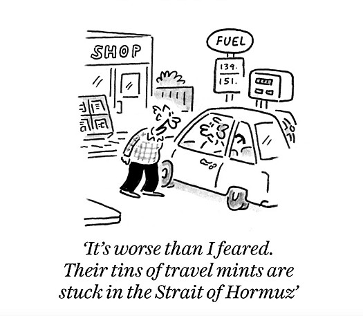 It's worse than I feared. Their tins of travel mints are stuck in the Strait of Hormuz