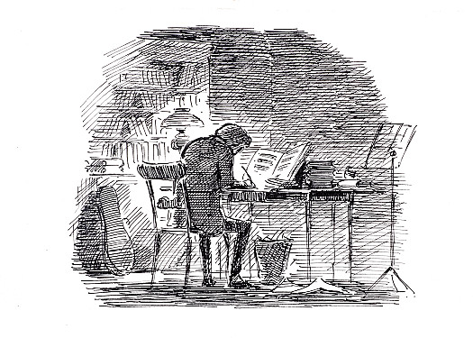 Elgar. The piles of music paper grew in his room