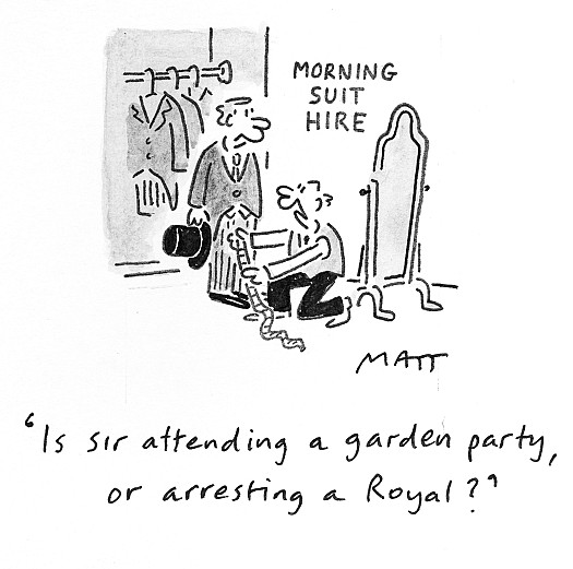 Is sir attending a garden party, or arresting a Royal?