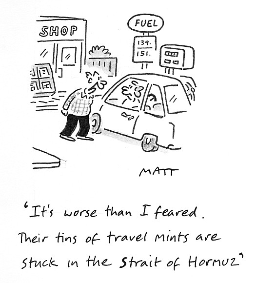 It's worse than I feared. Their tins of travel mints are stuck in the Strait of Hormuz