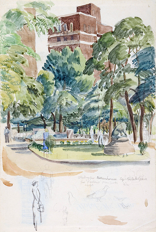 Study For Rittenhouse Square, Philadelphia, For 'Fortune' New York