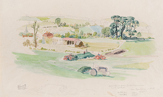 Collecting Grass for Silage Heaps, Early Method, near Eynsford