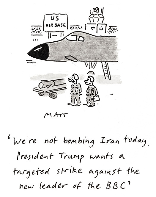 We're not bombing Iran today. President Trump wants a targeted strike against the new leader of the BBC