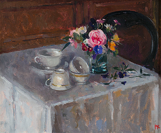 Interior with Flowers and Cups