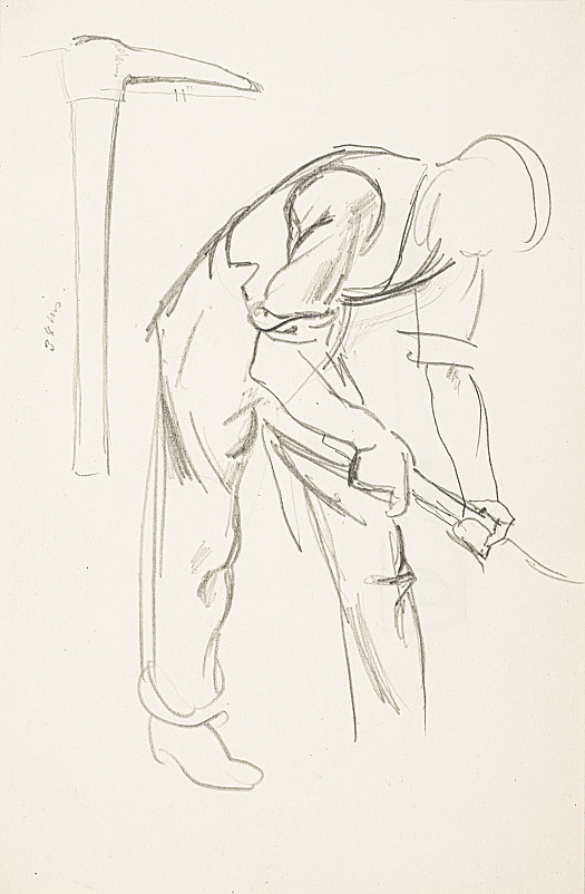 A man with a pick axe