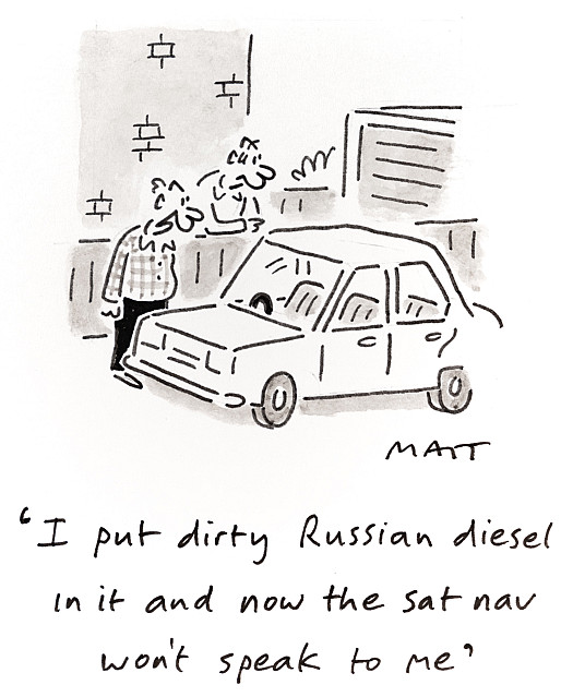 I put dirty Russian diesel in it and now the sat nav won't speak to me