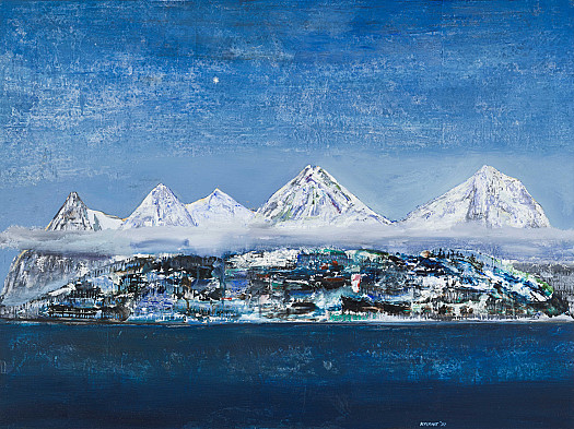 Mountainous coastal scene