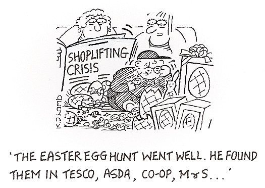 The easter egg hunt went well. He found them in Tesco, Asda, Co-op, M&amp;S ...