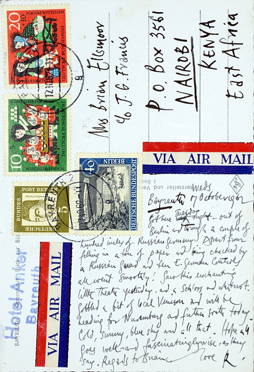 Letter to Jean EllsmoorBayreuth, Wednesday 17 October 1962