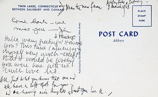 Letter to Jean EllsmoorAshley Falls, Saturday 2 March 1963