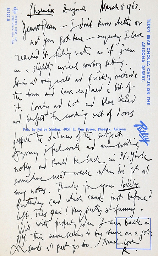 Letter to Jean EllsmoorPhoenix, Arizona, 8 March 1963