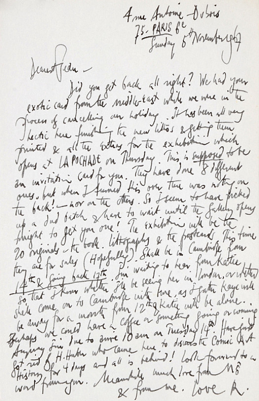 Letter to Jean EllsmoorParis, Sunday 5 November 1967