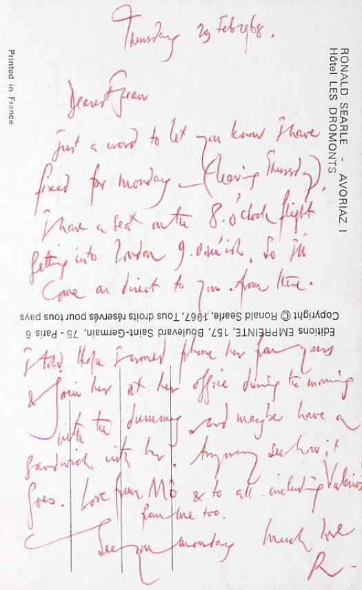 Letter to Jean EllsmoorTuesday 29 February 1968