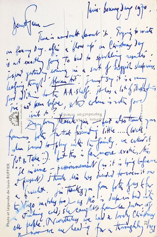 Letter to Jean EllsmoorParis, Boxing Day 1970