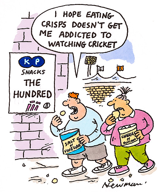 I hope eating crisps doesn't get me addicted to watching cricket