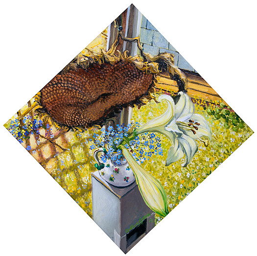 View from the Studio Window: Dried Sunflower