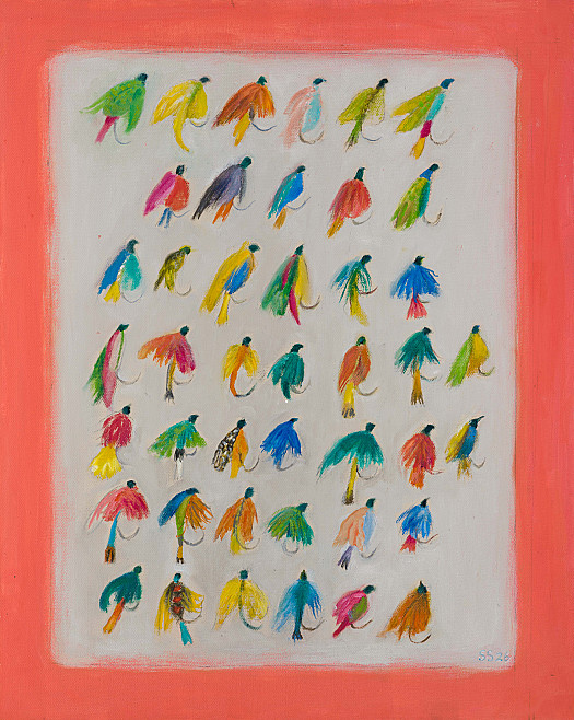 Fishing Flies on a Board