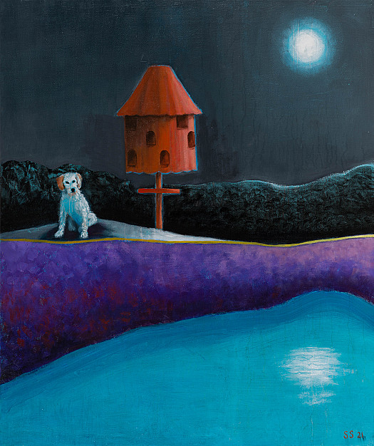 Night Scene with Dog