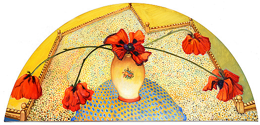 Vase of Poppies On a Provencal Cloth