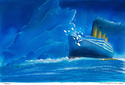 We've only gone and hit a flaming iceberg!